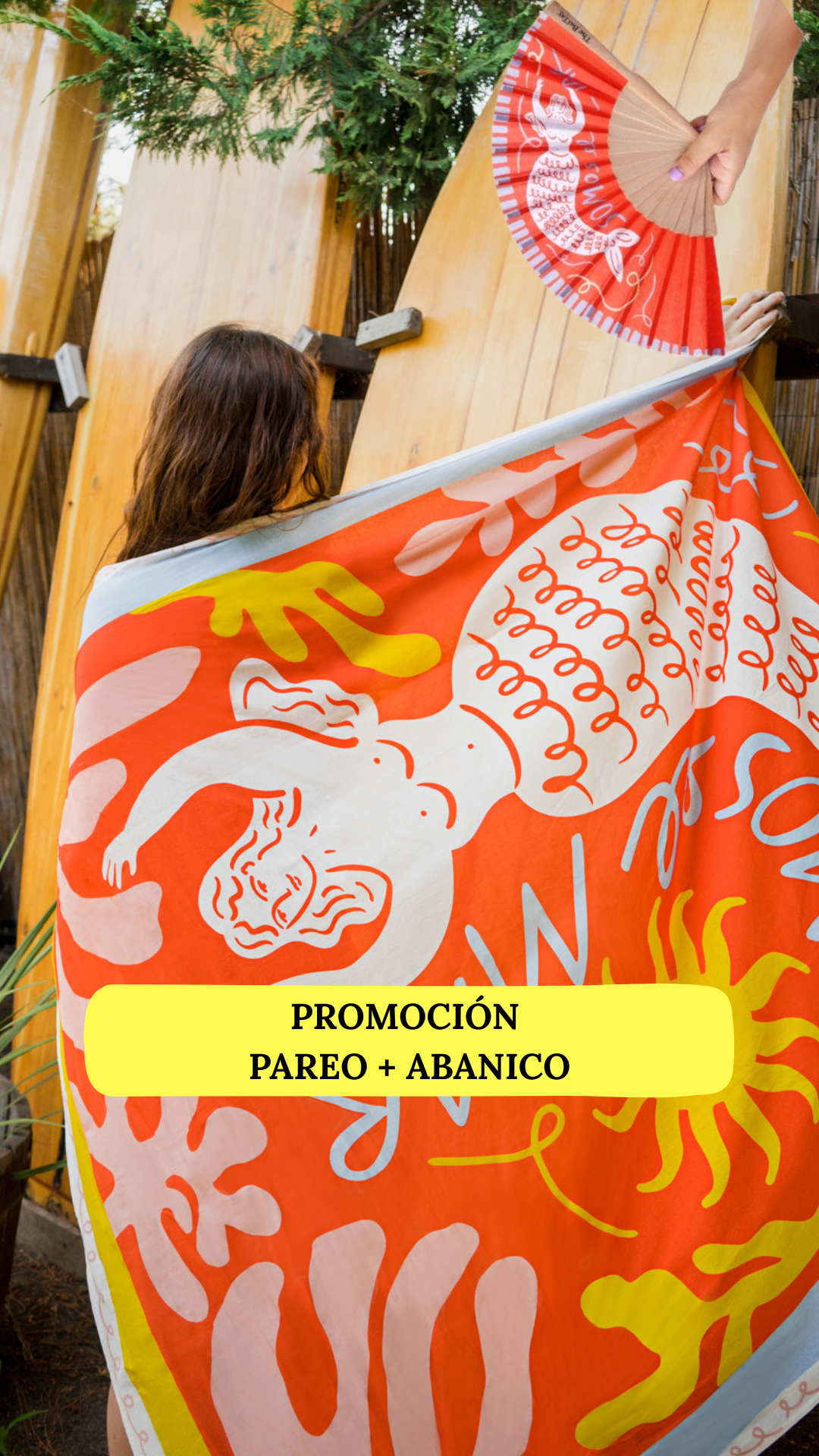 Pareo + abanico coral