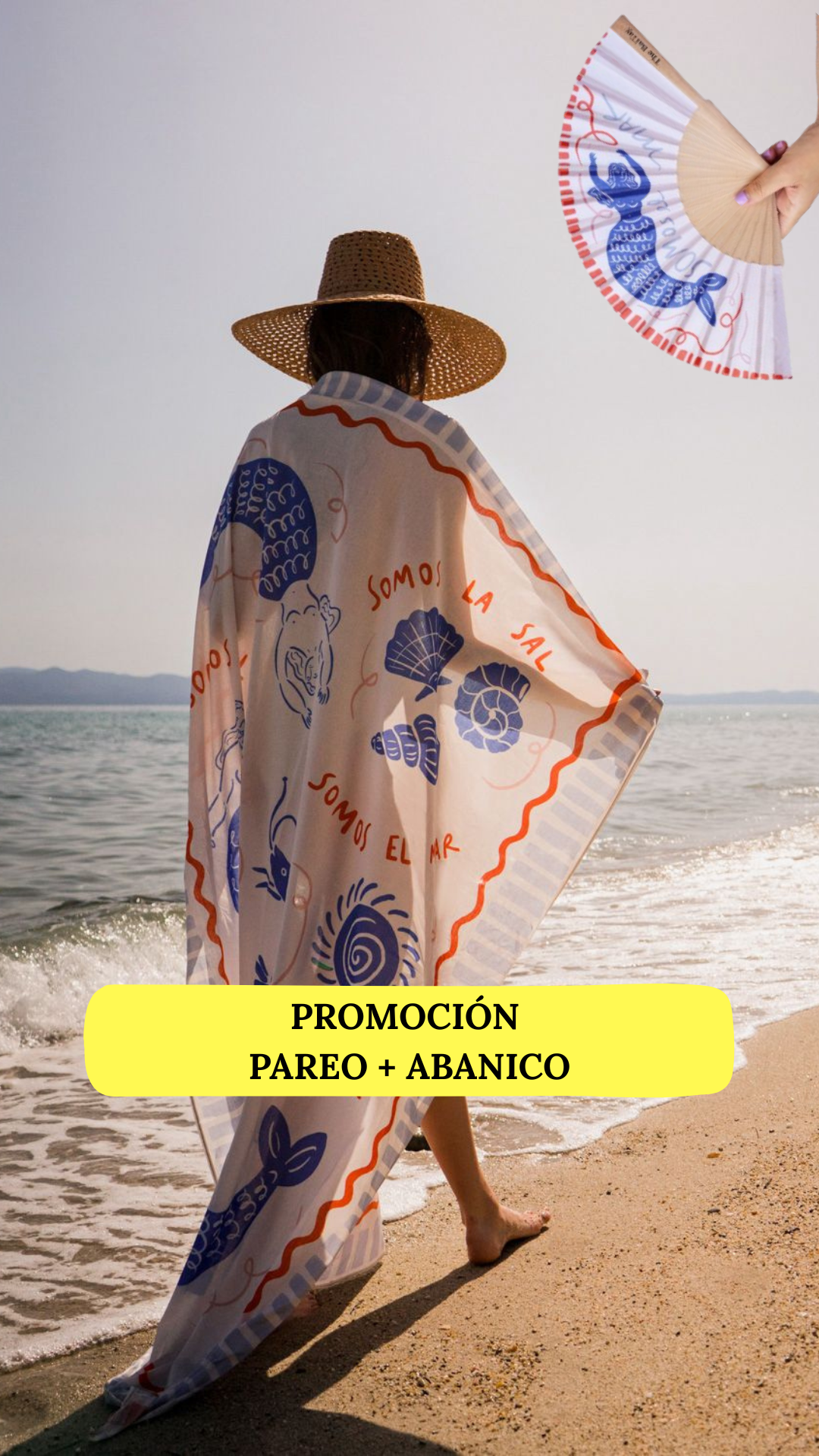 Pareo + abanico azul